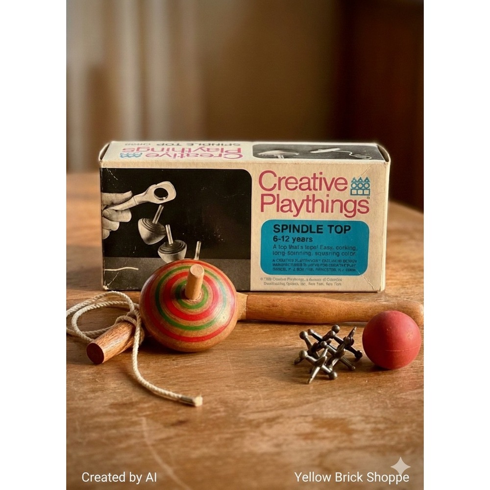 Vintage Creative Playthings Spindle Top Toy in Original Box – 1969 Japan